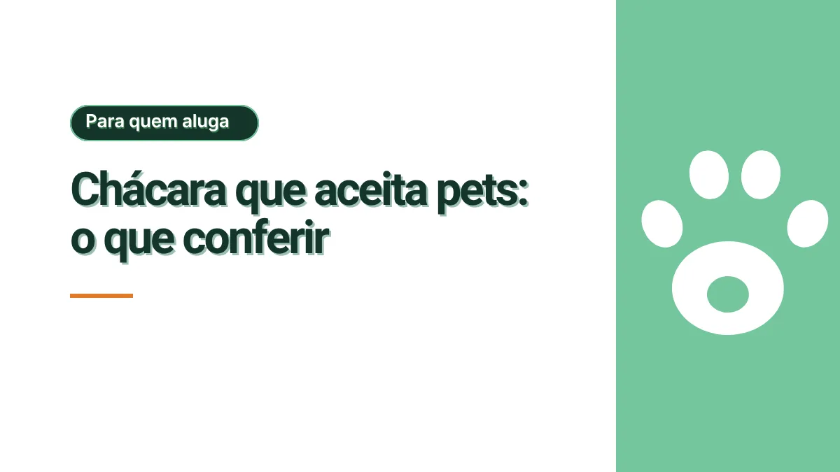 Ilustração de uma pata de animal branca sobre painel verde, representando chácaras que aceitam pets.