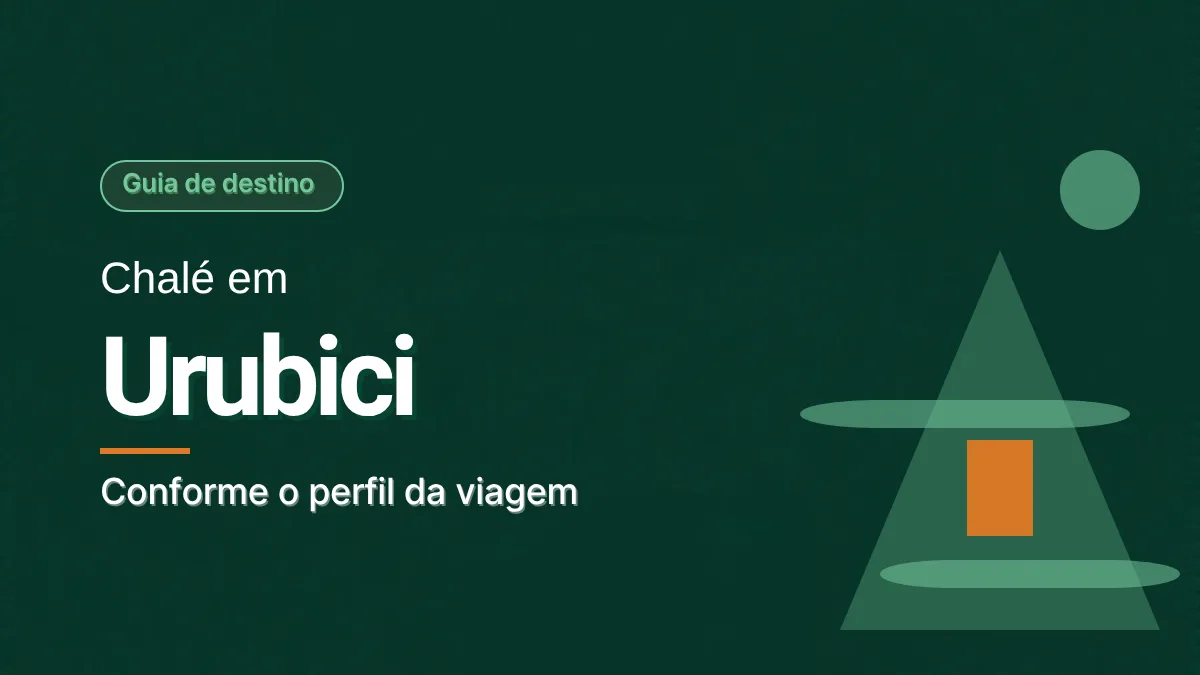 Ilustração de um chalé em formato de A com janela acesa em laranja e faixas de neblina em verde claro, sobre fundo verde escuro, ao lado do título Chalé em Urubici.